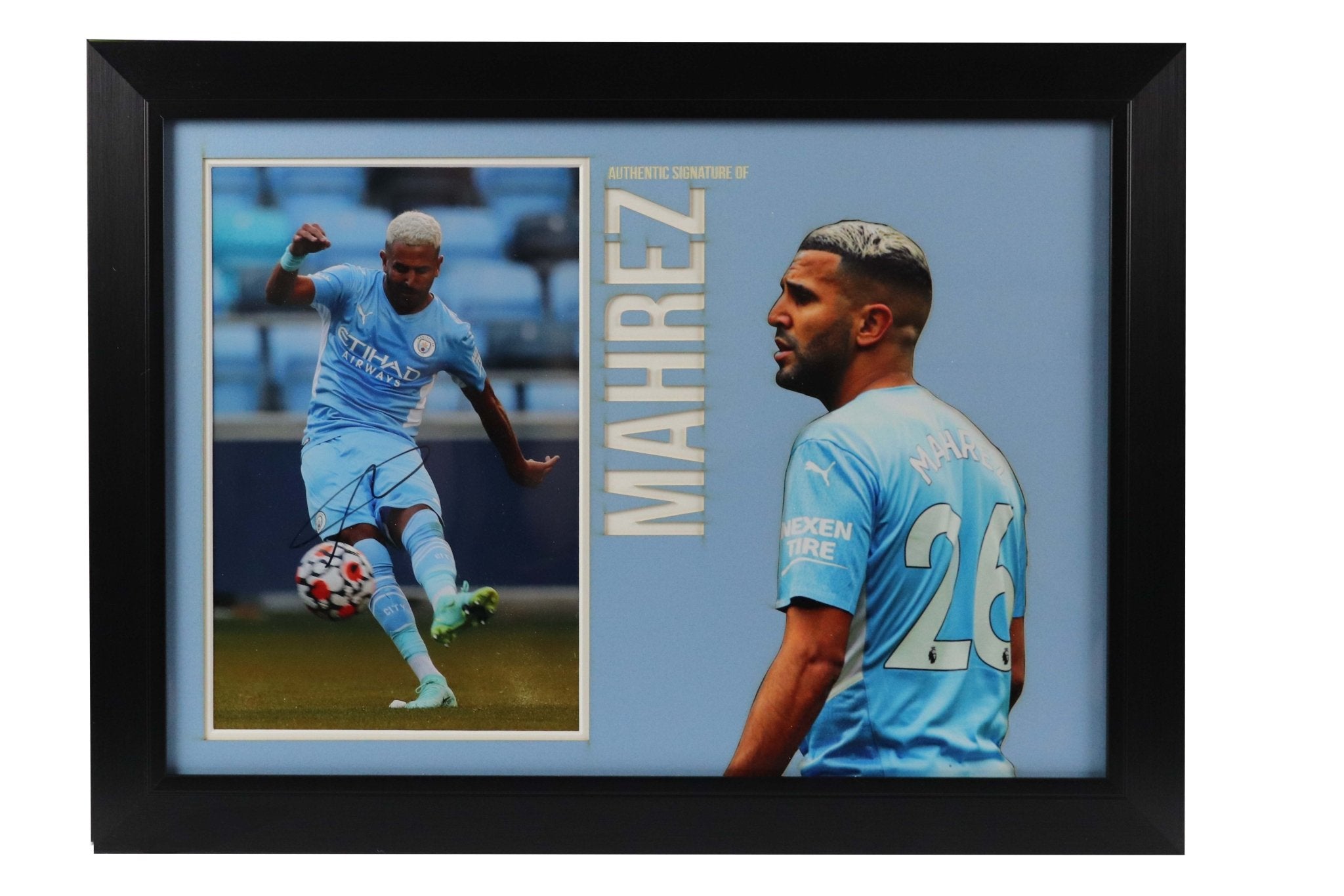 Riyad Mahrez signed chelsea photo - Memorabilia Framers Shop